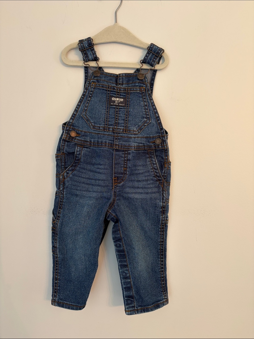 OshKosh B'gosh Boy's Denim Overalls in Classic Blue 12 months NWOT